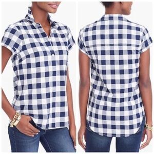 NWT J. Crew Mercantile blue buffalo plaid top XS